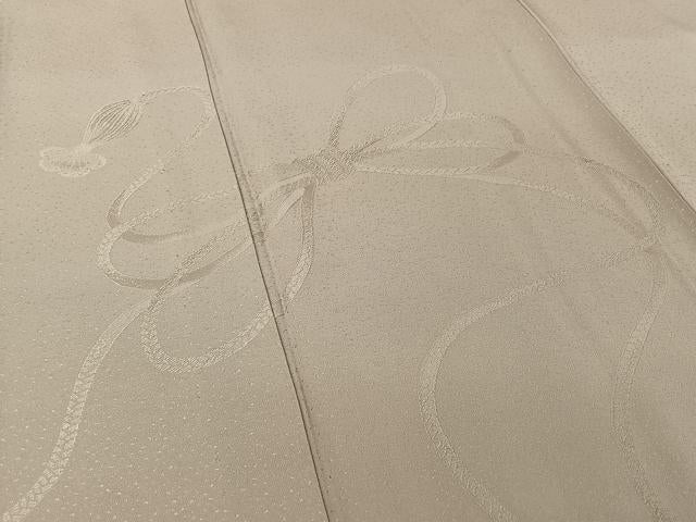 平和屋着物▽無地絵羽訪問着　単衣　結び紐地紋　灰桜色　正絹　逸品　AABI9584jh