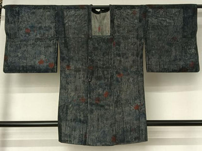 平和屋着物▽道行コート　スリーシーズン　春夏秋　塵除け　紗　草花文　正絹　逸品　AABI9588jh