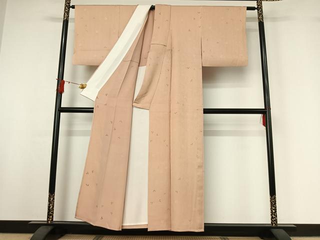 平和屋着物▽上質な小紋　単衣　萩文　正絹　逸品　AABI9589jh
