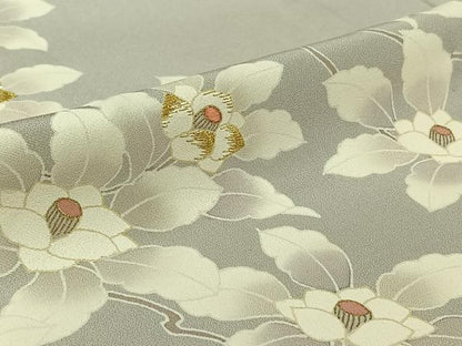 平和屋着物▽訪問着　小倉貞右　単衣　刺繍　流水枝花文　暈し染め　金糸　金彩　正絹　逸品　AABI9593jh