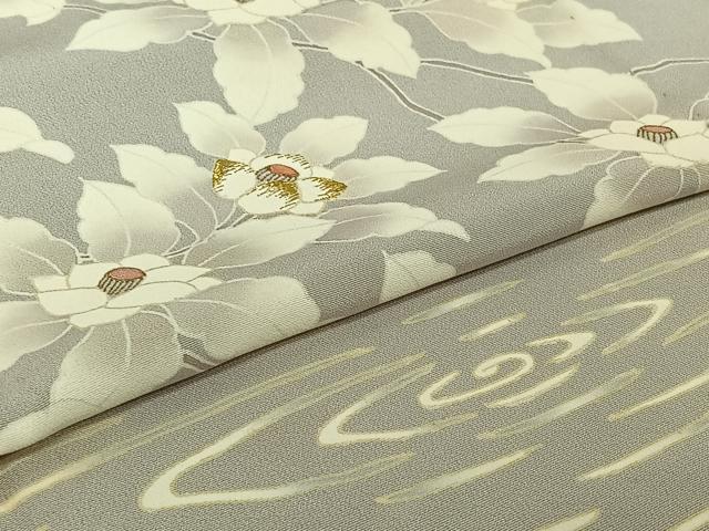 平和屋着物▽訪問着　小倉貞右　単衣　刺繍　流水枝花文　暈し染め　金糸　金彩　正絹　逸品　AABI9593jh
