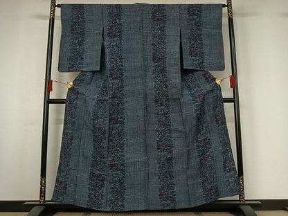 平和屋着物▽上質な紬　単衣　花間道　正絹　逸品　AABI9596jh
