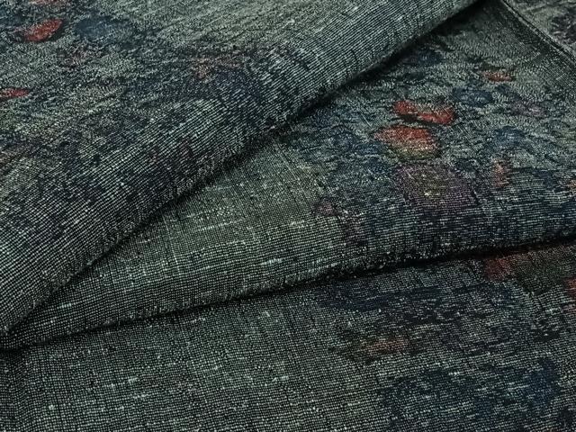 平和屋着物▽上質な紬　単衣　花間道　正絹　逸品　AABI9596jh