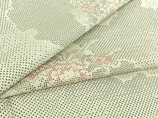 平和屋着物▽本場大島紬　単衣　白大島　120亀甲　雪輪花文　正絹　逸品　AABI9599jh