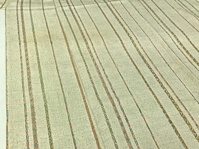 平和屋着物▽お召　単衣　縞　正絹　逸品　AABI9601jh