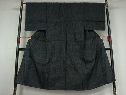 平和屋着物▽男性　紬　単衣　縞　正絹　逸品　AABI9602jh