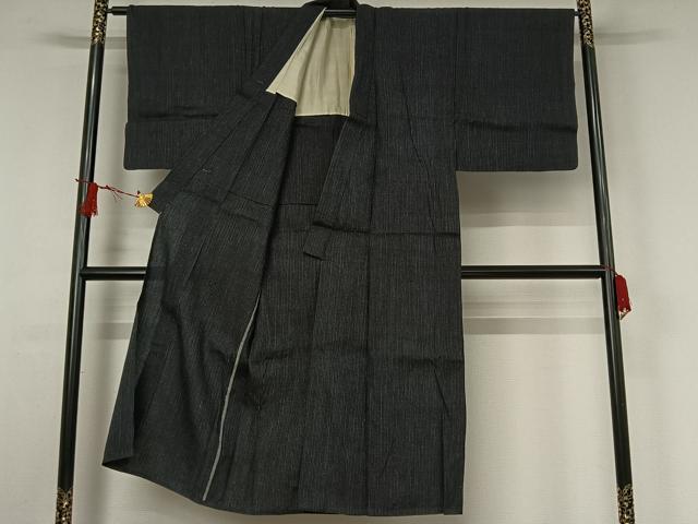 平和屋着物▽男性　紬　単衣　縞　正絹　逸品　AABI9602jh