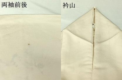 平和屋着物▽訪問着　単衣　手描き　松文　鳥　正絹　逸品　AABI9604jh