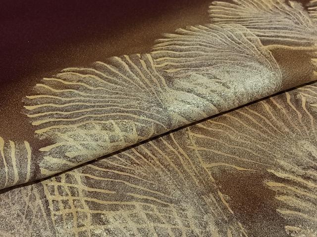 平和屋着物▽訪問着　単衣　すすき　暈し染め　金銀彩　正絹　逸品　AABI9605jh