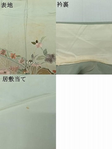 平和屋着物▽中国三大刺繍　汕頭刺繍　スワトウ刺繍　訪問着　単衣　総刺繍　草花文　金糸　正絹　逸品　AABI9607jh