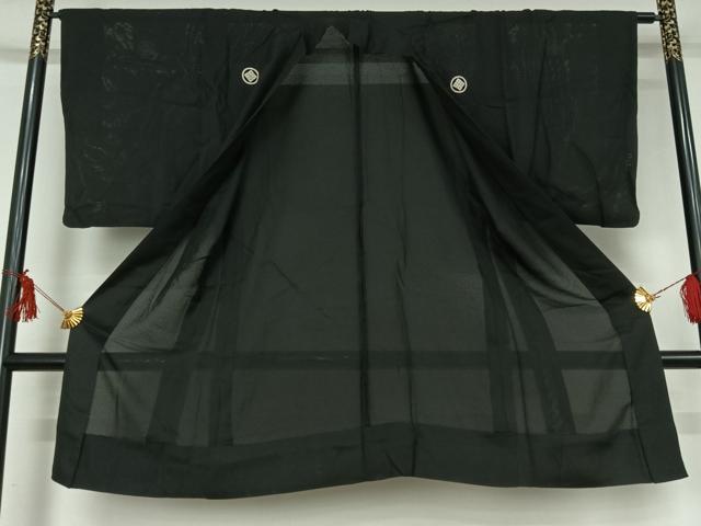 平和屋着物▽男性 羽織 黒紋付 絽 暗紅色 正絹 逸品 AABI9610jh