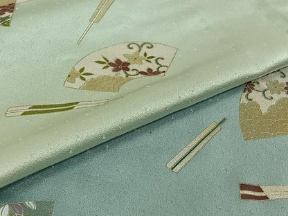 平和屋着物▽訪問着　単衣　地紙花文　暈し染め　金銀彩　正絹　逸品　AABI9611jh