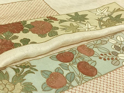 平和屋着物▽銀座きしや　訪問着　単衣　刺繍　横段花文　金彩　たとう紙付き　正絹　逸品　AABI9612jh