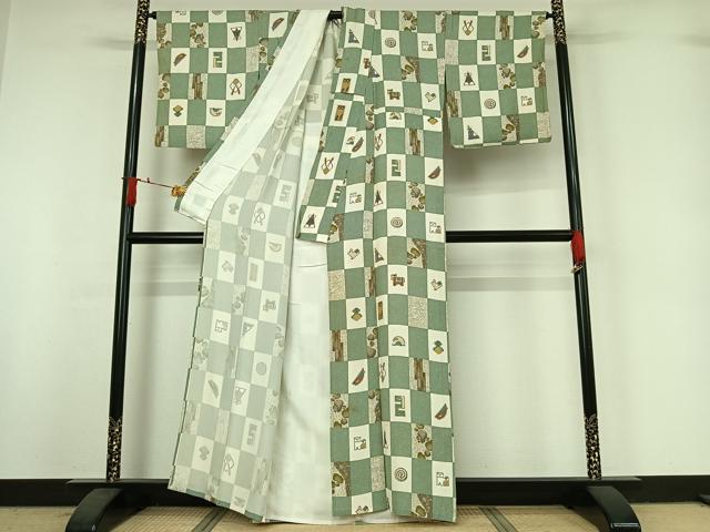 平和屋着物▽上質な小紋　単衣　十二支　正絹　逸品　AABI9613jh