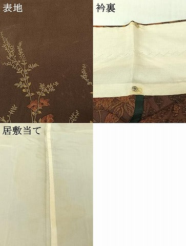 平和屋着物▽訪問着　単衣　草花文　金彩　正絹　逸品　AABI9614jh