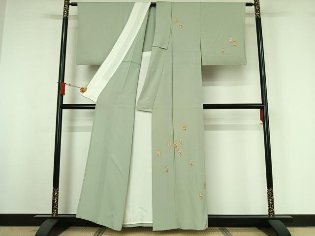 平和屋着物▽銀座きしや　訪問着　単衣　短冊花文　金彩　たとう紙付き　正絹　逸品　AABI9616jh