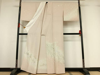 平和屋着物▽訪問着　単衣　総刺繍　舞桜文　暈し染め　正絹　逸品　AABI9619jh