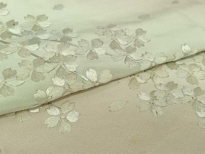 平和屋着物▽訪問着　単衣　総刺繍　舞桜文　暈し染め　正絹　逸品　AABI9619jh