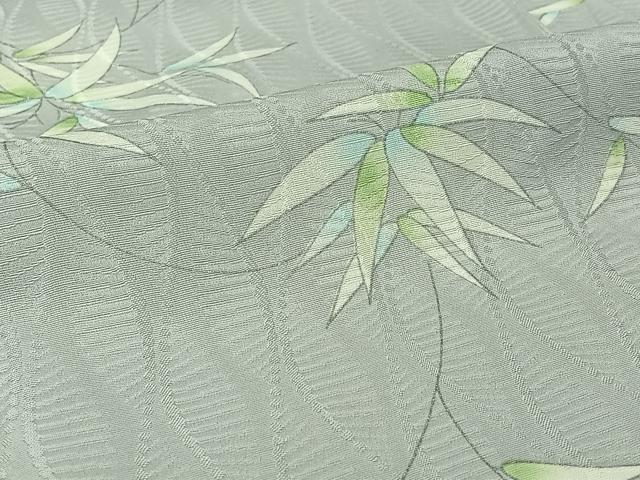 平和屋着物▽上質な小紋　単衣　草葉文　銀彩　さが美扱い　正絹　逸品　AABI9620jh