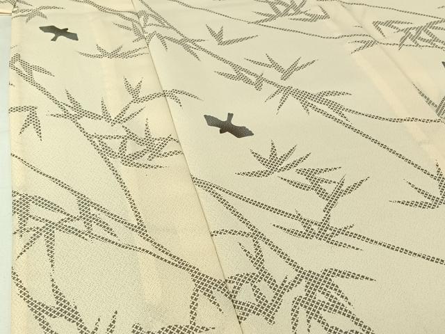 平和屋着物▽小紋　単衣　笹の葉飛鳥文　洗える着物　AABI9623jh