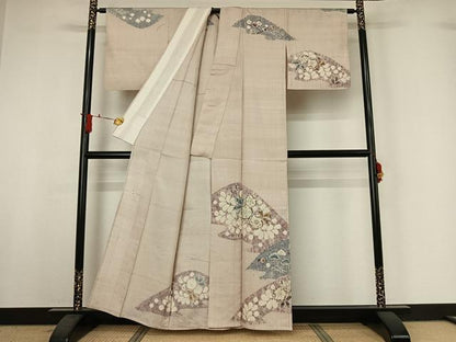 平和屋着物▽十日町 名門 滝泰謹製 訪問着 単衣 紬地 絞り 辻が花 正絹 逸品 AABI9624jh