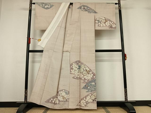 平和屋着物▽十日町 名門 滝泰謹製 訪問着 単衣 紬地 絞り 辻が花 正絹 逸品 AABI9624jh