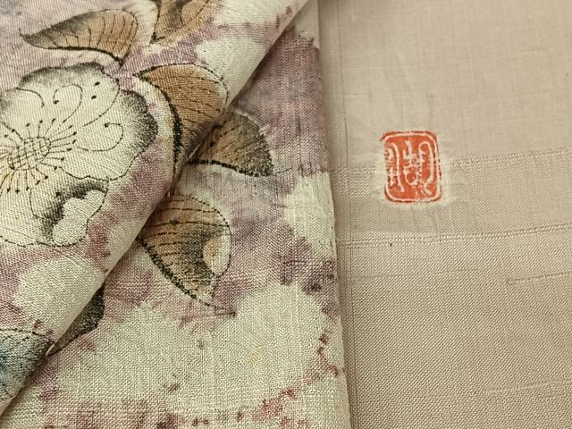 平和屋着物▽十日町 名門 滝泰謹製 訪問着 単衣 紬地 絞り 辻が花 正絹 逸品 AABI9624jh