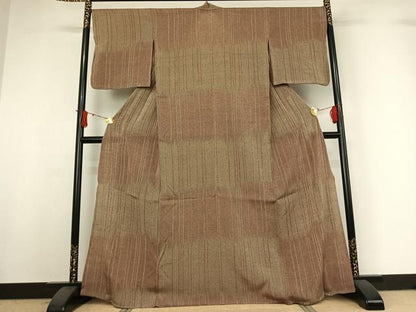 平和屋着物▽ひなや工房 くむ・あむ・おる 伊豆蔵明彦 紬 単衣 横段文 正絹 逸品 AABI9625jh