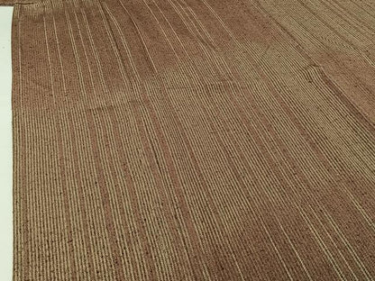 平和屋着物▽ひなや工房 くむ・あむ・おる 伊豆蔵明彦 紬 単衣 横段文 正絹 逸品 AABI9625jh