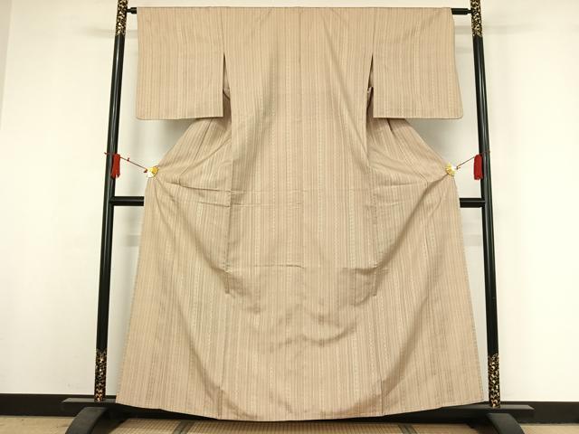 平和屋着物▽本場筑前博多織　紬　単衣　献上　正絹　逸品　AABI9627jh