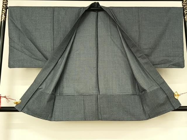 平和屋着物▽男性　小紋　単衣　アンサンブル　幾何学文様　反端付き　AABI9628jh