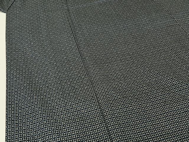 平和屋着物▽男性　小紋　単衣　アンサンブル　幾何学文様　反端付き　AABI9628jh
