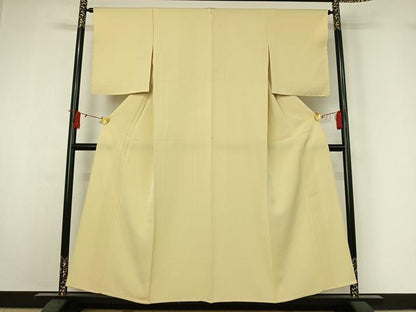 平和屋着物▽上質な色無地　単衣　鳥の子色　正絹　逸品　AABI9629jh