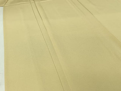 平和屋着物▽上質な色無地　単衣　鳥の子色　正絹　逸品　AABI9629jh
