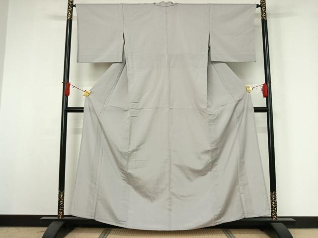 平和屋着物▽本塩沢　単衣　霞文　正絹　逸品　AABI9630jh