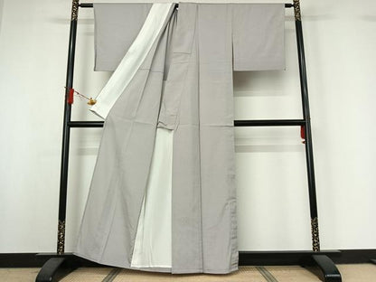 平和屋着物▽本塩沢　単衣　霞文　正絹　逸品　AABI9630jh
