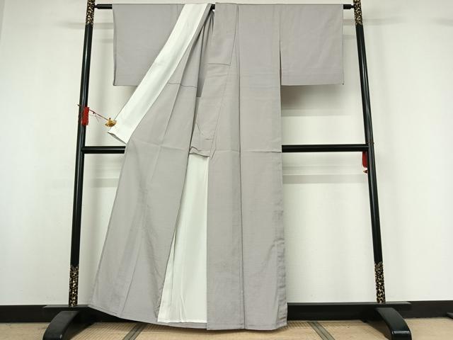 平和屋着物▽本塩沢　単衣　霞文　正絹　逸品　AABI9630jh