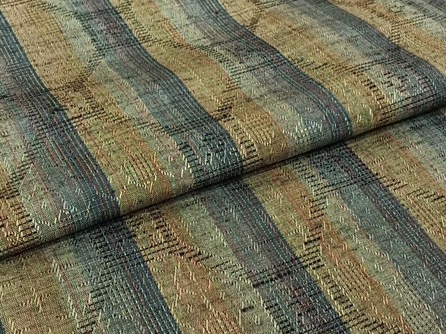 平和屋着物▽上質な紬　単衣　縞　正絹　逸品　未使用　AABI9632jh