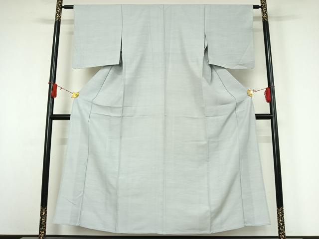 平和屋着物▽上質な紬 単衣 色無地 月白色 正絹 逸品 AABI9639jh