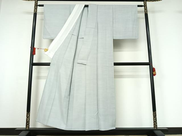 平和屋着物▽上質な紬 単衣 色無地 月白色 正絹 逸品 AABI9639jh