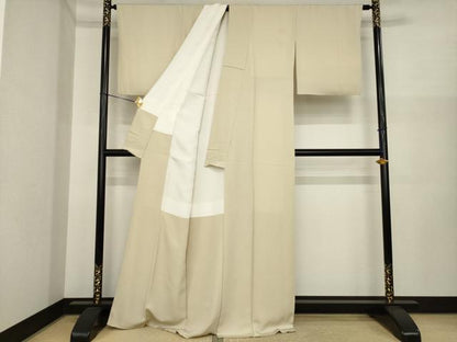 平和屋着物●上質な色無地　枯色　正絹　逸品　AABI9641ck