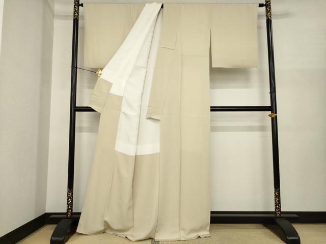 平和屋着物●上質な色無地　枯色　正絹　逸品　AABI9641ck