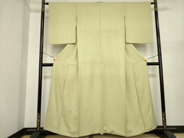 平和屋着物●上質な色無地　花尽くし地紋　榛色　正絹　逸品　AABI9643ck