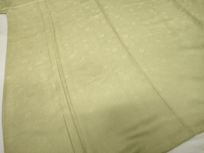 平和屋着物●上質な色無地　花尽くし地紋　榛色　正絹　逸品　AABI9643ck