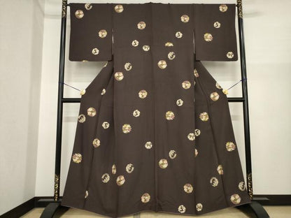 平和屋着物●上質な小紋　花丸文　金彩　正絹　逸品　AABI9644ck