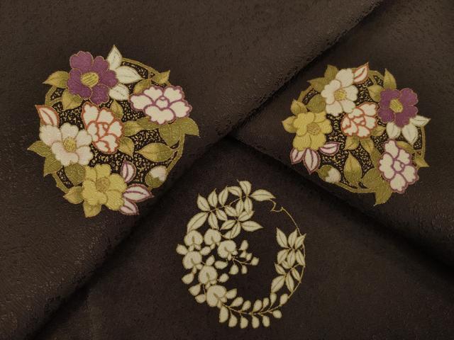 平和屋着物●上質な小紋　花丸文　金彩　正絹　逸品　AABI9644ck