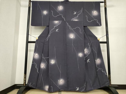 平和屋着物●上質な小紋　枝葉文　ほたる暈し　正絹　逸品　未使用　AABI9646ck
