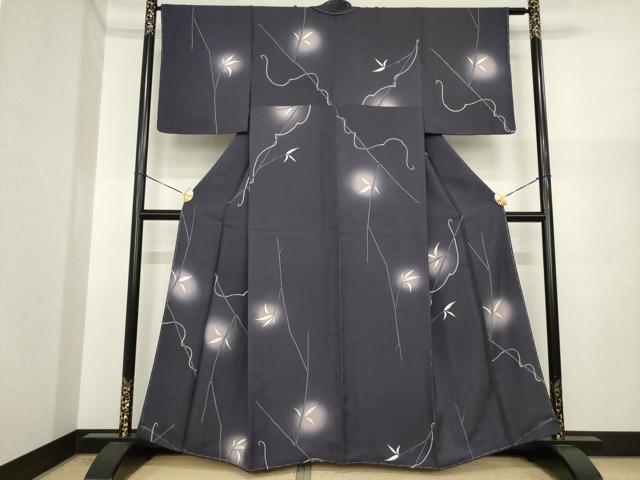 平和屋着物●上質な小紋　枝葉文　ほたる暈し　正絹　逸品　未使用　AABI9646ck