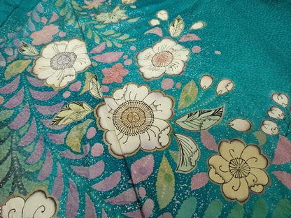 平和屋着物●豪華振袖　辻が花　暈し染め　銀通し地　正絹　逸品　AABI9647ck