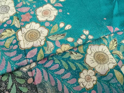 平和屋着物●豪華振袖　辻が花　暈し染め　銀通し地　正絹　逸品　AABI9647ck